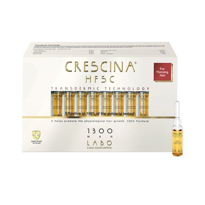 CRESCINA plaukų ataugimą skatinančios ampulės vyrams TRANSDERMIC RE-GROWTH HFSC 1300, 20 ampulių