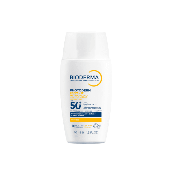 BIODERMA labai aukštos apsaugos ir itin lengvos tekstūros, detoksikuojantis fluidas nuo saulės ir taršos, PHOTODERM XDEFENSE ULTRA-FLUID SPF50+, 40 ml