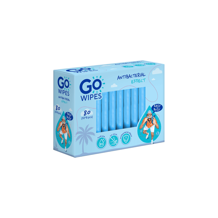 GOWIPES, Drėgnos servetėlės Anti-Bacterial, 8 vnt.-1