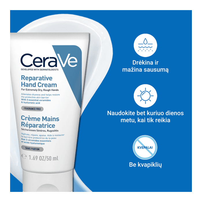 CERAVE atkuriamasis itin sausos ir išsausėjusios rankų odos kremas, 50 ml-2