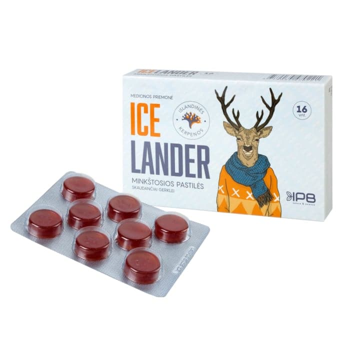 ICELANDER gerklės pastilės, nuo 3 m., 16 pastilių