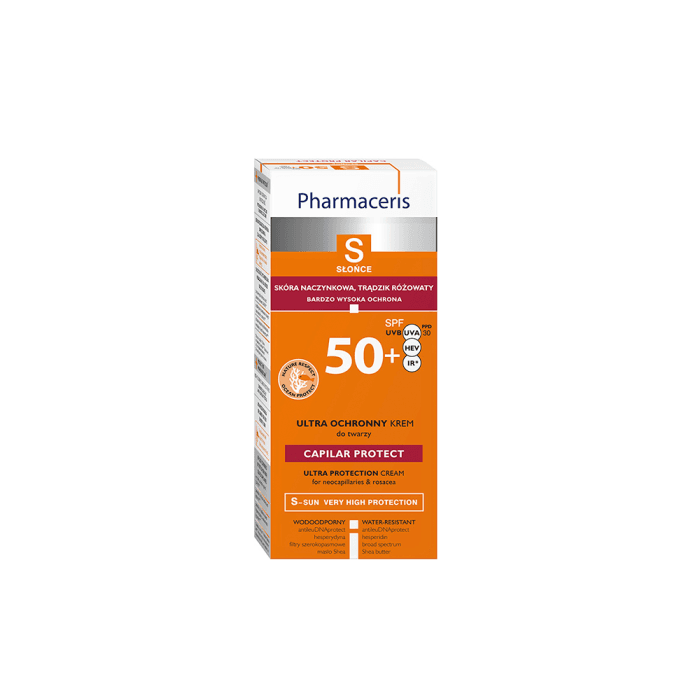 PHARMACERIS S apsauginis veido su išsiplėtusiais kapiliarais kremas nuo saulės CAPILAR  PROTECT, SPF 50+, 50 ml-1