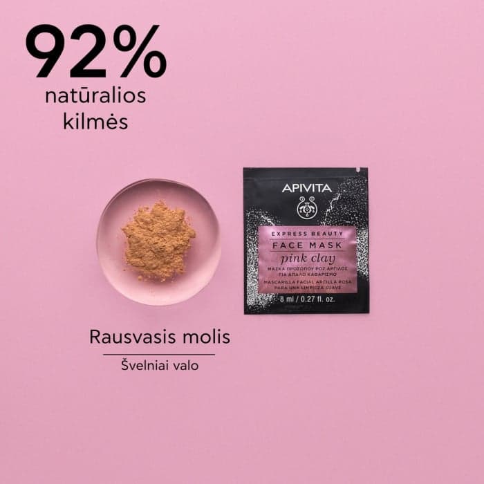APIVITA valomoji veido kaukė su rausvuoju moliu EXPRESS BEAUTY, 2 vnt.-2