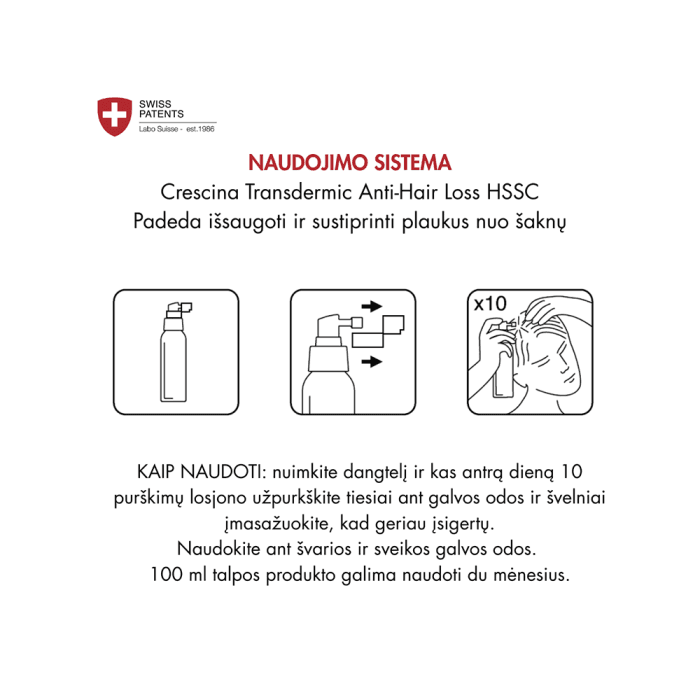 CRESCINA purškiamas losjonas plaukų slinkimo stabdymui vyrams, 100 ml, 1 buteliukas-2