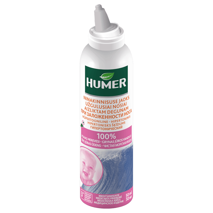 HUMER hipertoninis jūros vanduo užsikimšusiai nosiai, nuo 3 mėn., 50 ml-1