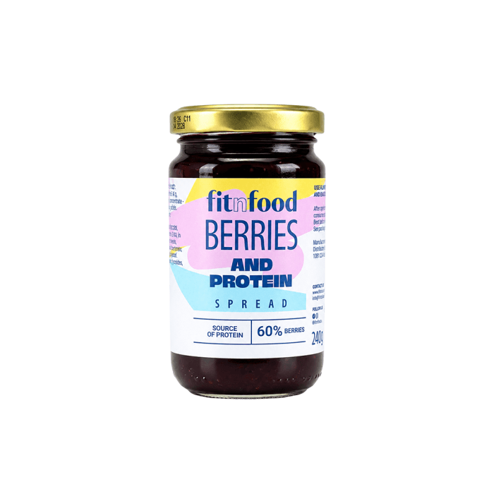 FitnFood uogų užtepėlė su baltymais be pridėtinio cukraus, 240 g