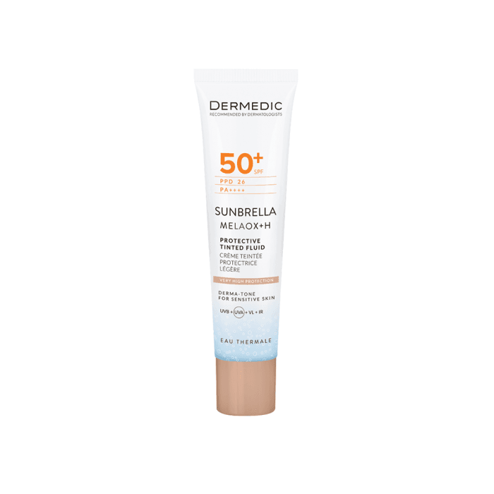 DERMEDIC SUNBRELLA apsauginis veido fluidas su atspalviu SPF 50+ 40ml, 40 ml