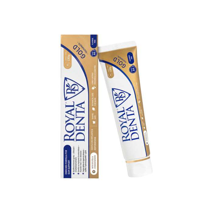 ROYAL DENTA dantų pasta su auksu dantenų stiprinimui GOLD, 130 g