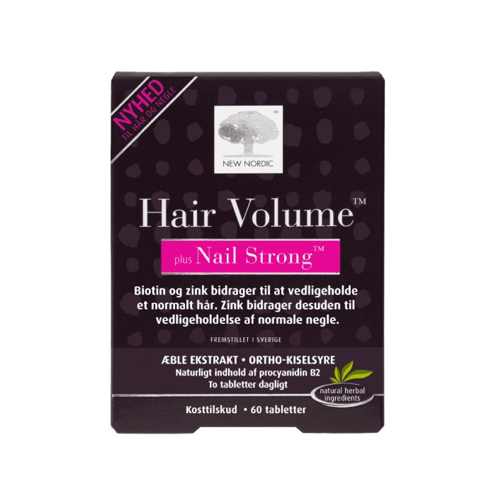 NEW NORDIC HAIR VOLUME PLUS NAIL STRONG, 60 tablečių