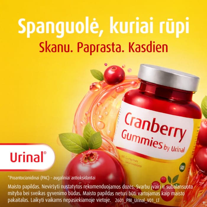 URINAL, Cranberry Gummies, 60 guminukų-1