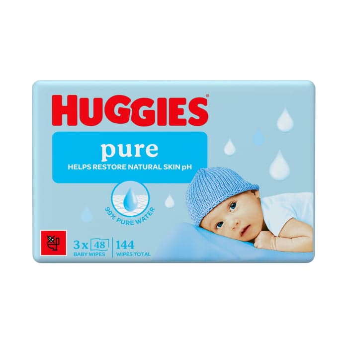 HUGGIES drėgnos servetėlės Pure 144vnt., 144 vnt.