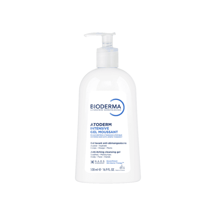 BIODERMA gelinis putojantis prausiklis sudirgusiai, atopiškai odai ATODERM INTENSIVE GEL MOUSSANT, 500 ml