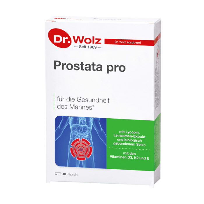 DR. WOLZ PROSTATA PRO, 40 kapsulių+2 skirtingų spalvų lizdinės pokštelės