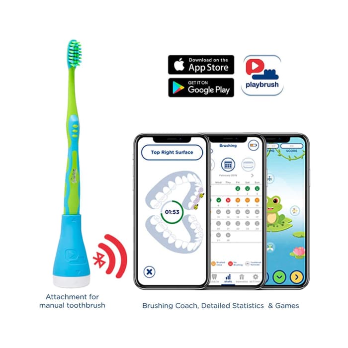 PLAYBRUSH išmanusis dantų šepetėlio kotelis SMART, rožinė spalva, nuo 3 m., 1 vnt.-2