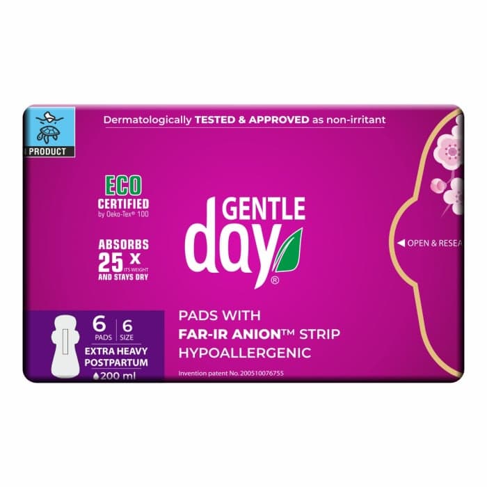GENTLE DAY® hipoalerginiai paketai po gimdymo ir itin gausioms menstruacijoms, 6 dydis, 6 vnt.-1