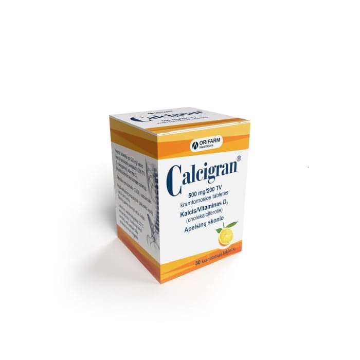 Calcigran 500mg+200TV, kramtomosios tabletės, N30