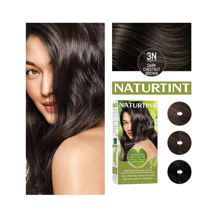 NATURTINT ilgalaikiai plaukų dažai be amoniako NATURALLY BETTER, 3N DARK CHESTNUT BROWN, 170 ml-1
