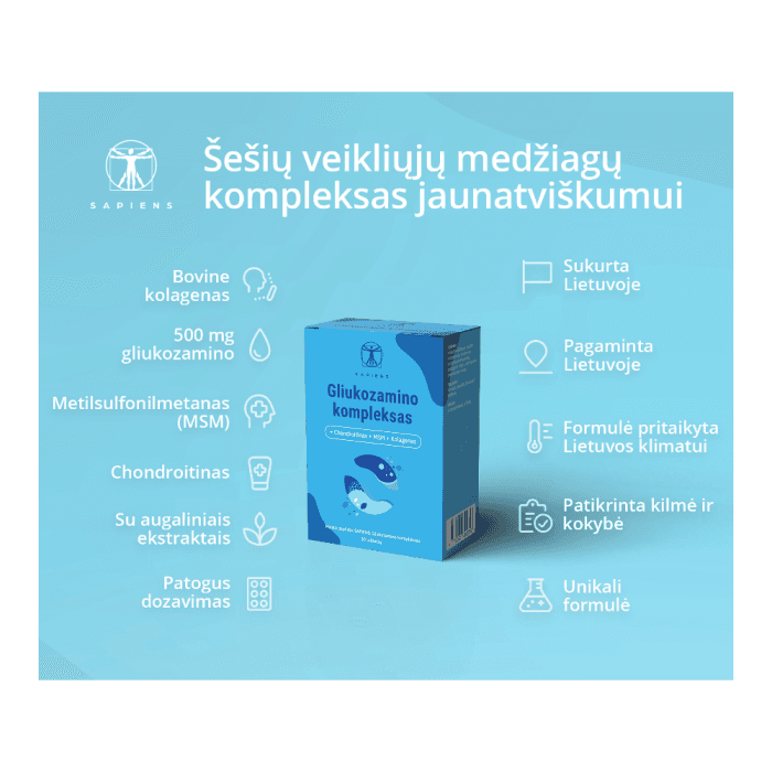 SAPIENS gliukozamino kompleksas, 30 tablečių-1