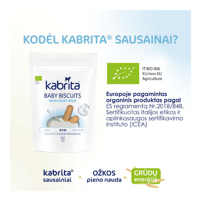 KABRITA ožkos pieno pagrindu pagaminti sausainiai, nuo 6 mėn., 115 g-2