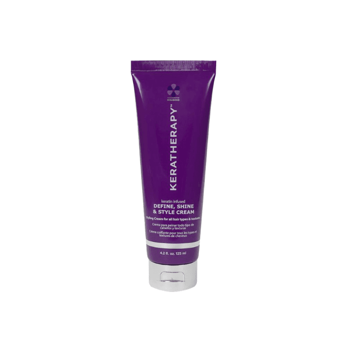 KERATHERAPY formuojantis žvilgesio suteikiantis plaukų priežiūros kremas Define, Shine & Style, 125 ml