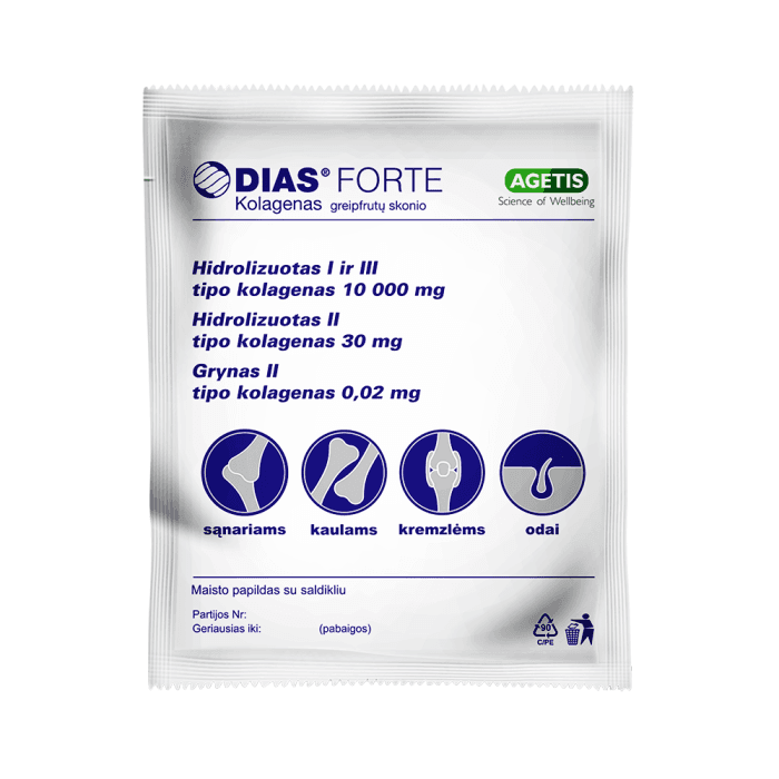AGETIS DIAS FORTE tirpus kolagenas, greipfrutų skonio, 30 paketėlių-1