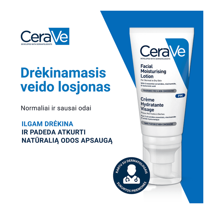 CERAVE drėkinamasis veido losjonas, 52 ml-1