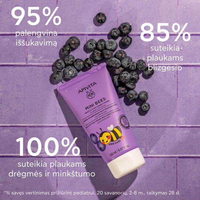 APIVITA plaukų kondicionierius vaikams BLUEBERRY & HONEY, nuo 2 m., 150 ml-2