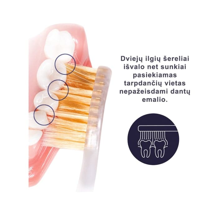 ROYAL DENTA dantų šepetėlis su aukso šereliais GOLD SOFT, 1 vnt.-2