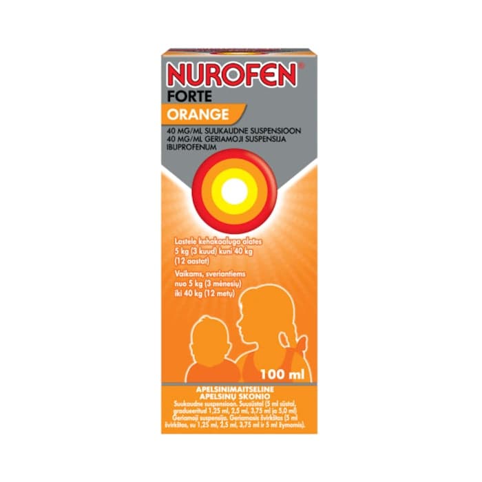 Nurofen Forte Orange, 40mg/ml, 100 ml ir geriamasis švirkštas, geriamoji suspensija, N1