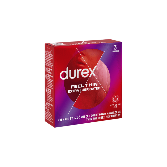 DUREX prezervatyvai FEEL THIN EXTRA LUBRICATED, 3 vnt.-2