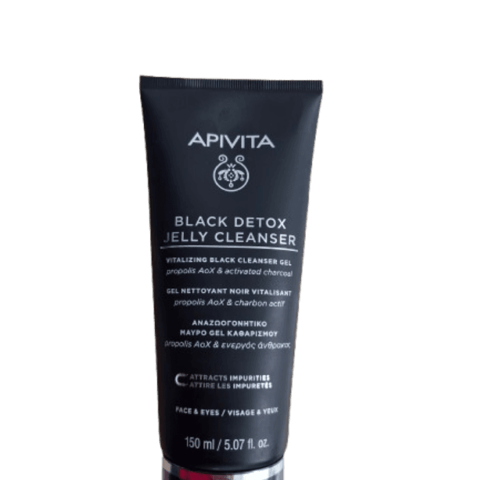 APIVITA gelinis veido prausiklis BLACK, 150 ml