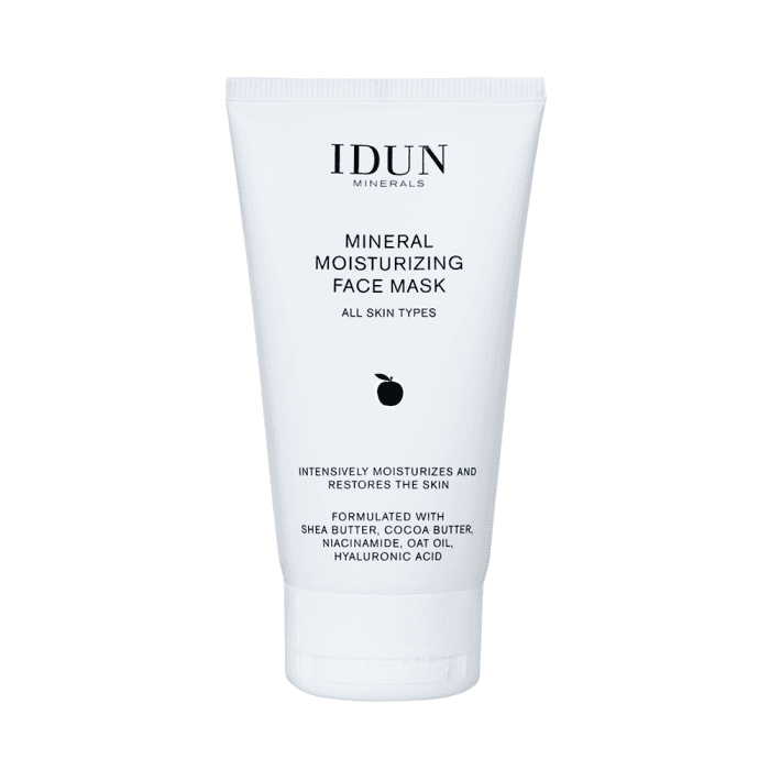 IDUN MINERALS švelnus kreminis veido šveitiklis/kaukė su obuolių AHA ir PHA rūgštimis, visiems odos tipams, 75 ml