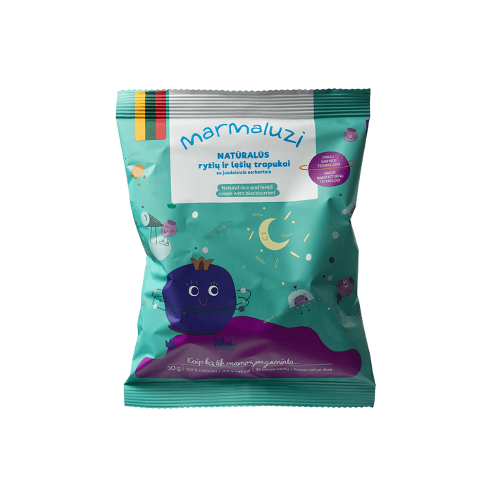 Kukurūzų ir lešių trapukai MARMALUZI su burokėliais naturalūs, 30g, 30 g