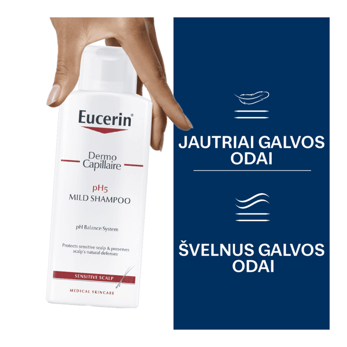 EUCERIN  šampūnas jautriai galvos odai pH5 DERMOCAPILLAIRE, 250 ml-1