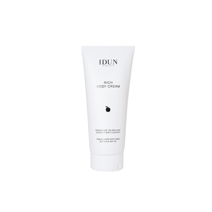 IDUN MINERALS maitinamasis kūno kremas su sviestmedžių ir avižų aliejais, 200 ml
