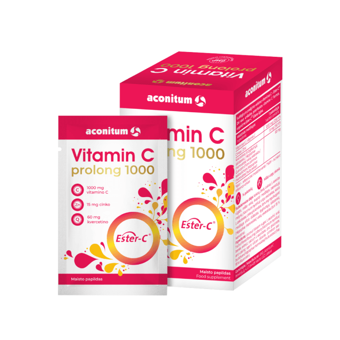 VITAMIN C PROLONG 1000, miško uogų skonio, 14 paketėlių-1
