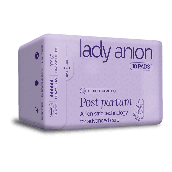 LADY ANION paketai po gimdymo su anijonų juostele POST PARTUM, LT-EKO-001, 10 vnt.