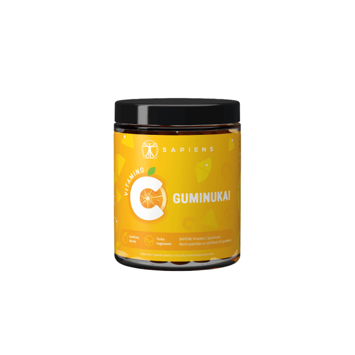 SAPIENS vitamino C guminukai, nuo 3 m., apelsinų skonio, 60 guminukų