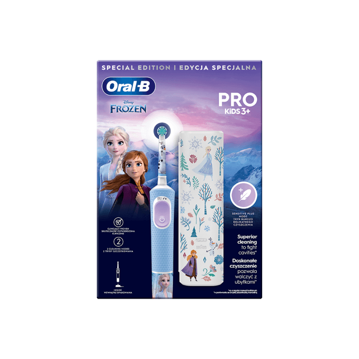 Elektrinis dantų šepetėlis ORAL-B Vitality PRO Kids Frozen + kelioninis dėklas, 1 vnt.
