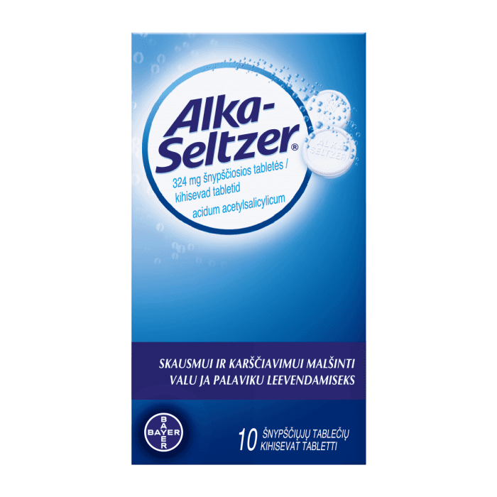 ALKA-SELTZER, 324 mg, Šnypščiosios tabletės, N10