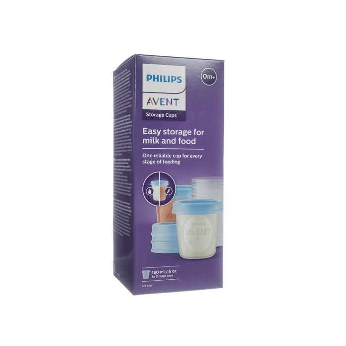PHILIPS AVENT VIA indeliai morinos pienui ir maisteliui laikyti su dangteliais 180 ml, SCF619/05, 5 vnt., 180 ml