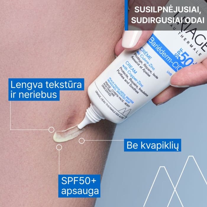 URIAGE atkuriamasis kremas su variu ir cinku BARIEDERM CICA, SPF 50+, 40 ml-2