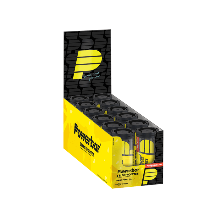 POWERBAR, 5 ELECTROLYTES citrinų-toniko skonio su kofeinu, 10 Tabletės