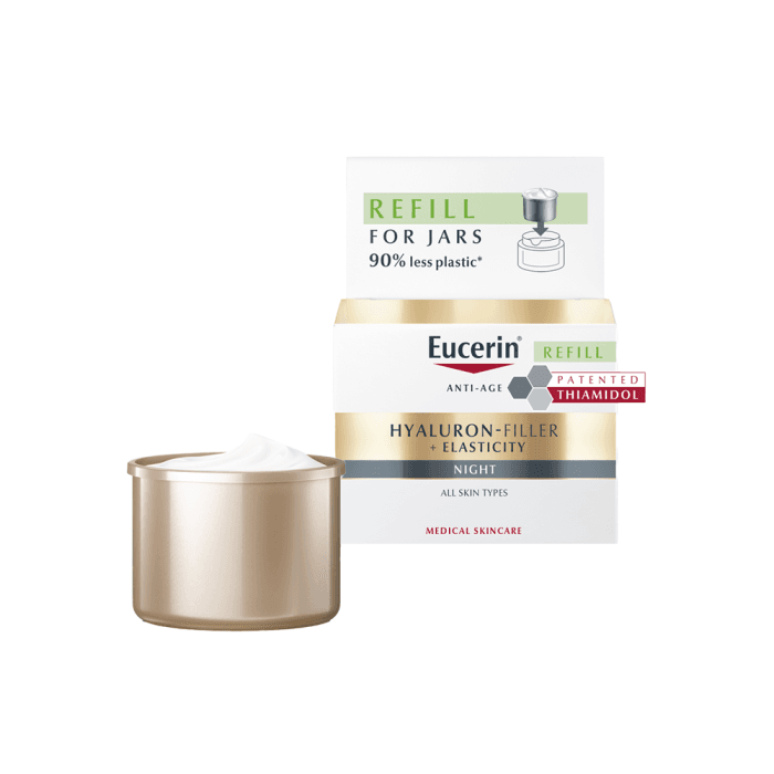 EUCERIN naktinis kremas brandžiai odai HYALURON-FILLER + ELASTICITY, papildymo pakuotė, 50 ml