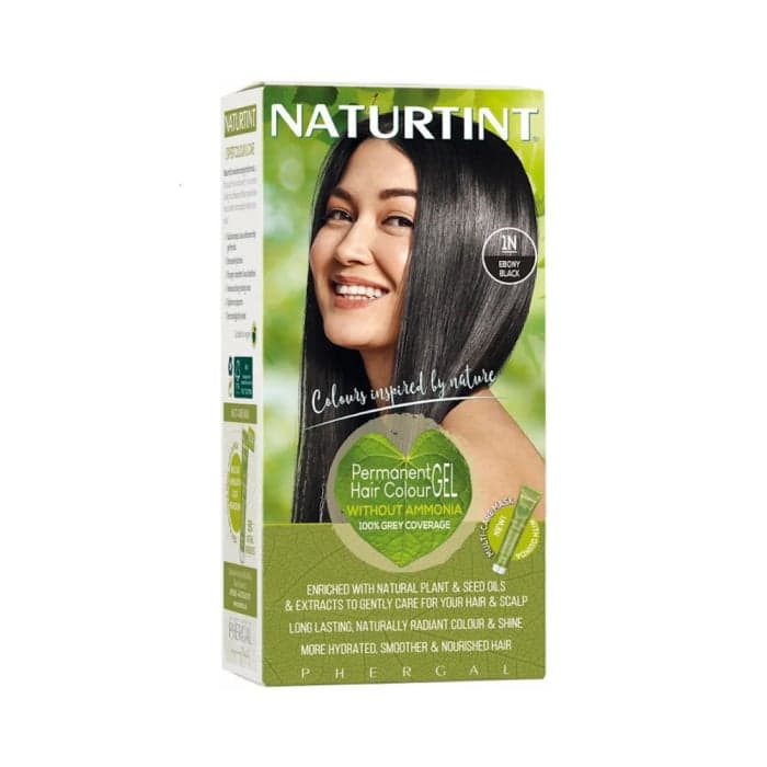 NATURTINT ilgalaikiai plaukų dažai be amoniako NATURALLY BETTER, 1N EBONY BLACK, 170 ml
