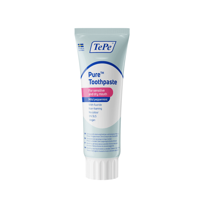 TEPE dantų pasta jautriai-sausai burnai PURE, mėtų skonio, nuo 7 m., 75 ml