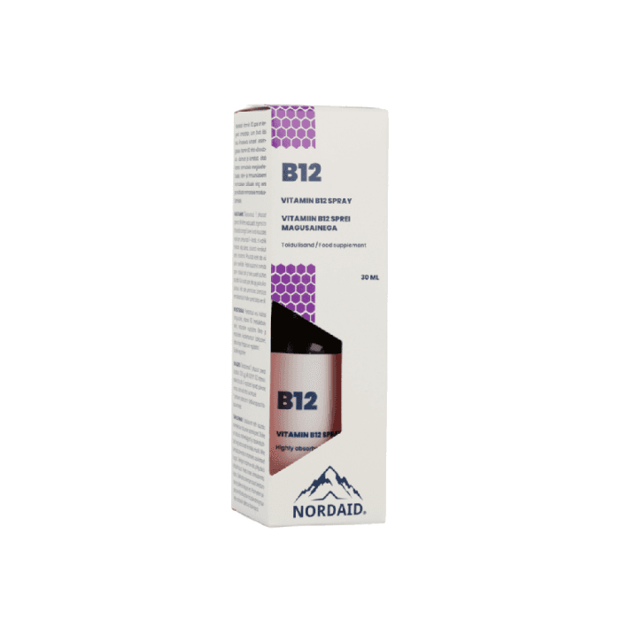 NORDAID purškiamas vitaminas B12, 800 µg, šaltmėtės skonio, 30 ml