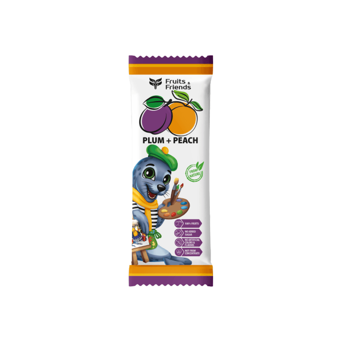 FIRST FRUITS, Fruits & Friends, SLYVA+PERSIKAS, batonėlis, 16 g
