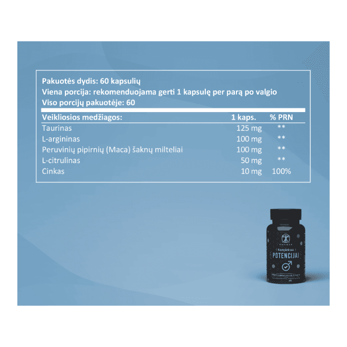SAPIENS kompleksas potencijai, neutralus skonis, 60 kapsulių-2