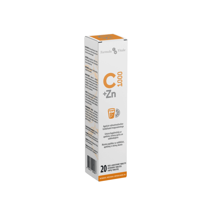 FORMULA VITALE C 1000 MG + ZN 25 MG, apelsinų ir citrinų skonio, 20 tirpių tablečių-1